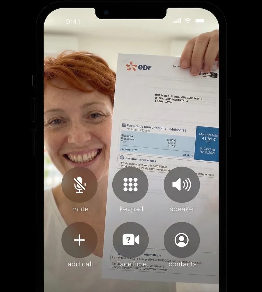 Téléphone affichant une facture EDF